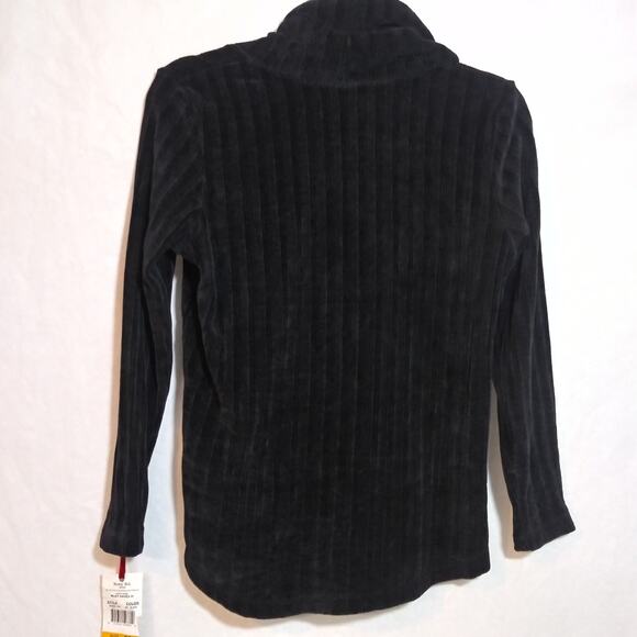 Ruby Rd. Women's Petite Black Ribbed Chenille Cowl Neck Pullover Sweater Size SP - Picture 7 of 7